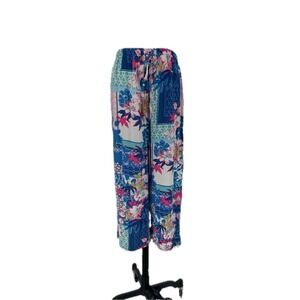 Natori Women's Pajama Loungewear Pants Colorful Floral Patchwork Bottom M